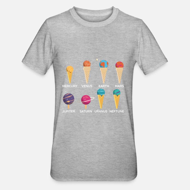 Crème glacée du système solaire - T-shirt polycoton Unisexe - gris chiné