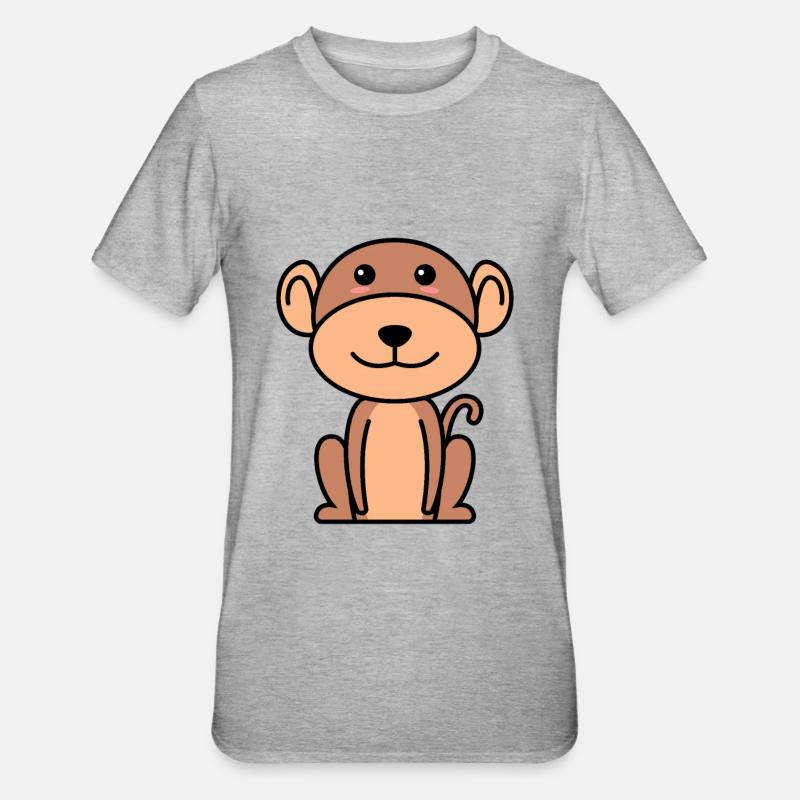 Affe Comic Tier - Unisex Polycotton T-Shirt - Grau meliert