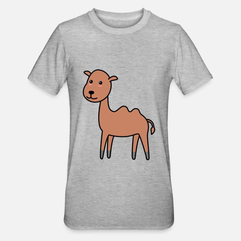 Kamel Comic - Unisex Polycotton T-Shirt - Grau meliert