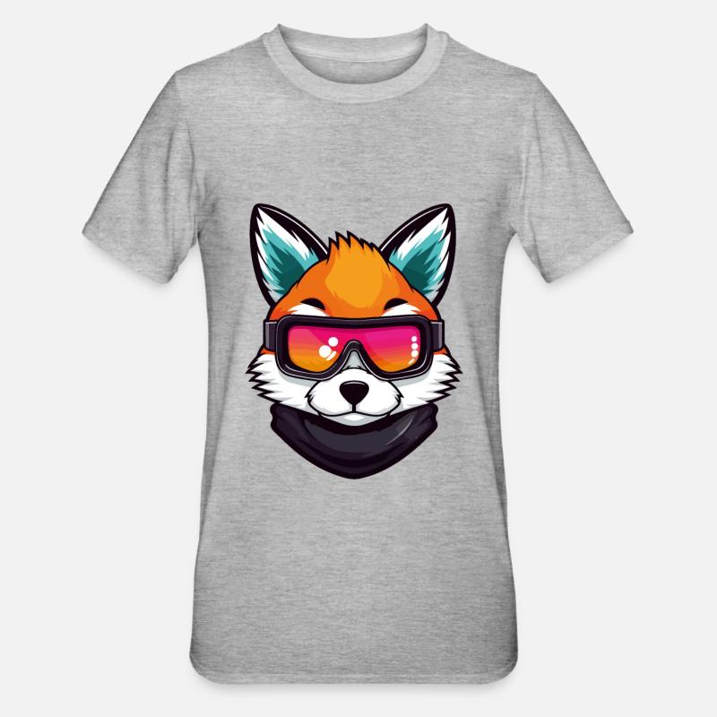 Fuchs Ski Brille Comic - Unisex Polycotton T-Shirt - Grau meliert