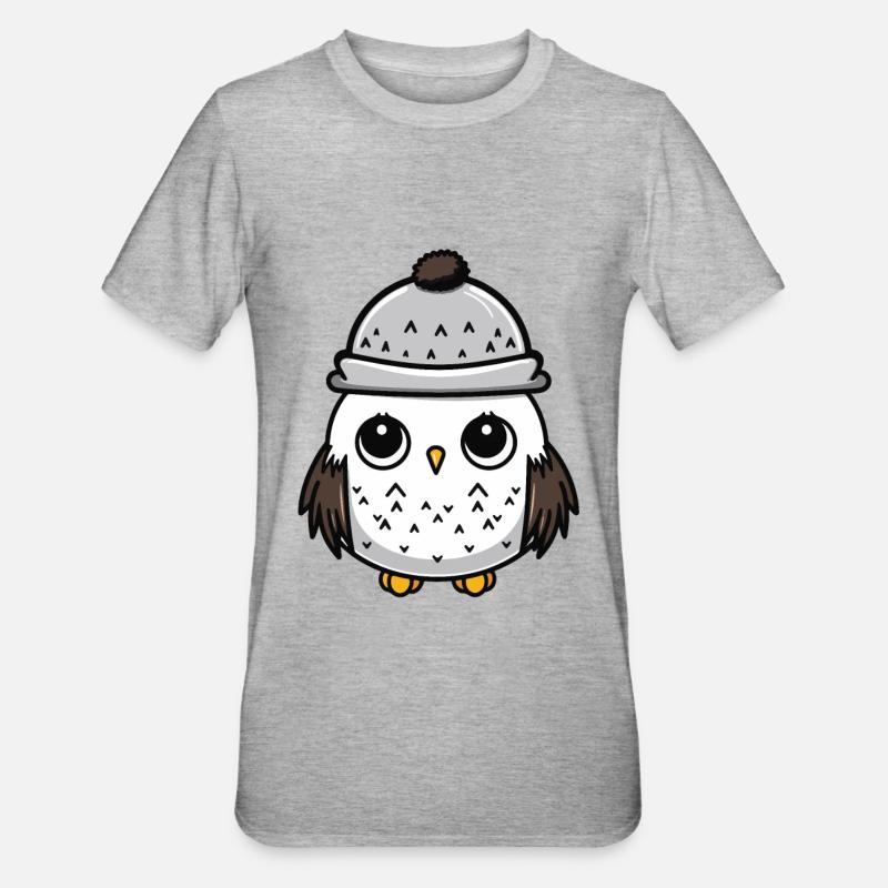 Eule Tier Baby Comic - Unisex Polycotton T-Shirt - Grau meliert