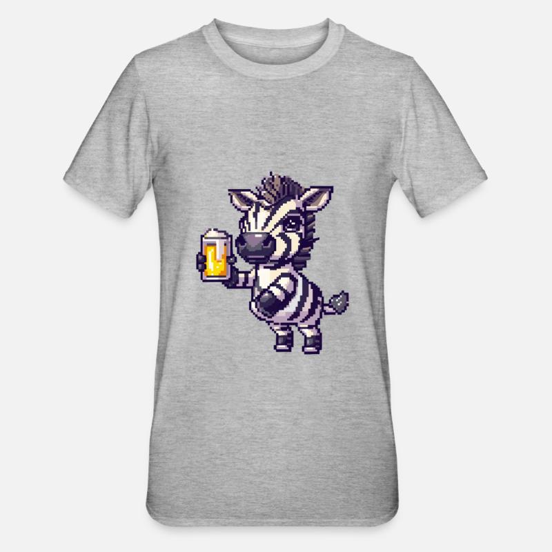 Bière Zebra Pixel - T-shirt polycoton Unisexe - gris chiné