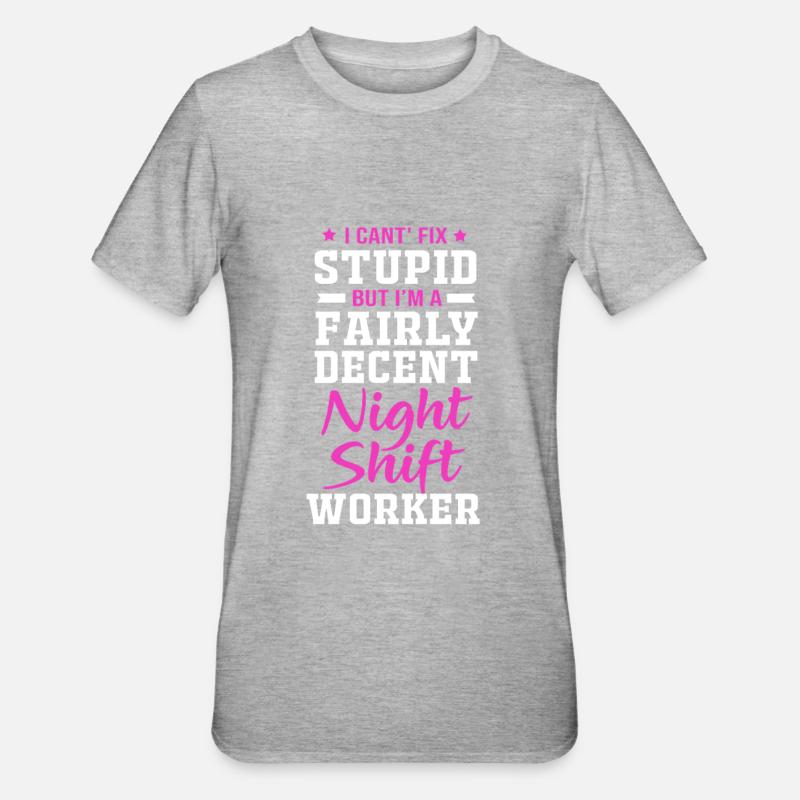 Nachtschicht - Unisex Polycotton T-Shirt - Grau meliert