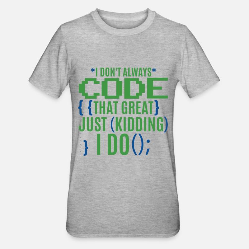 Funny Coder Programmer IT - Unisex Polycotton T-Shirt - heather grey