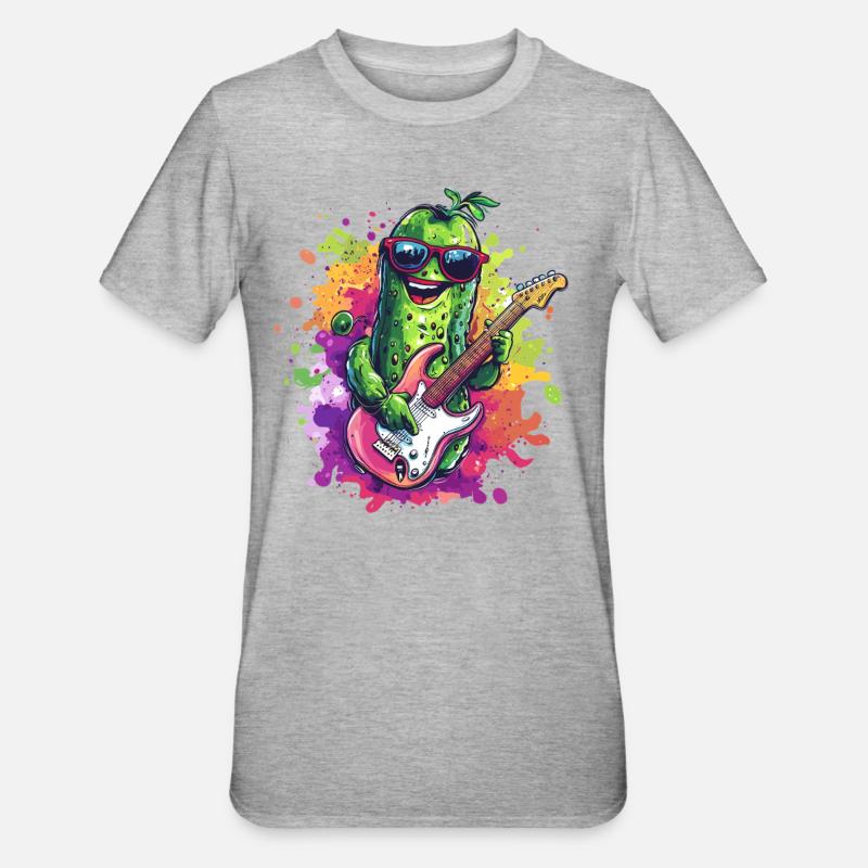 Guitare à bascule Concombre - T-shirt polycoton Unisexe - gris chiné