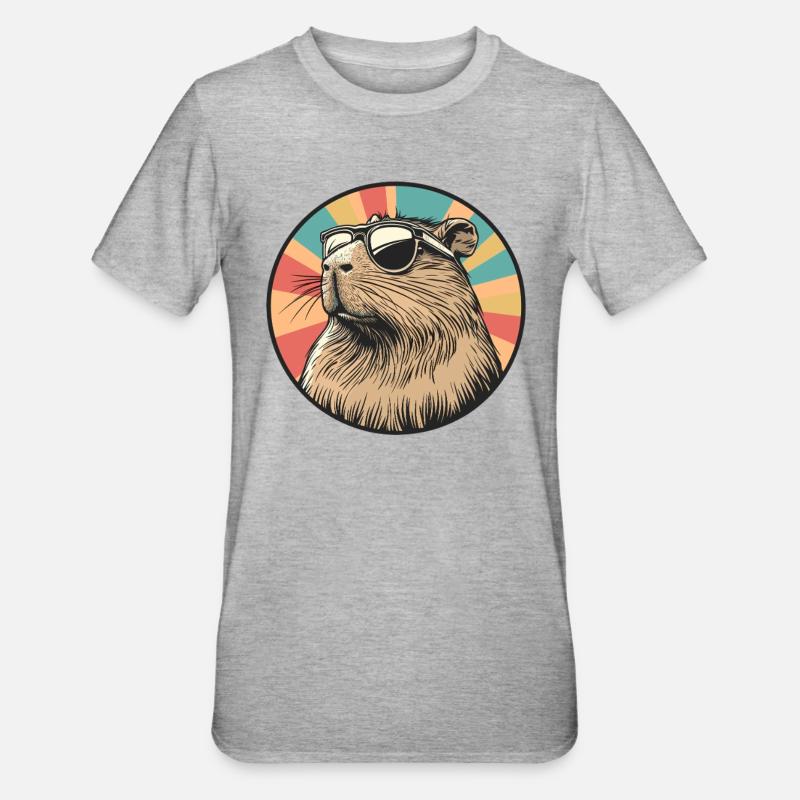 Rétro Capybara Coolness - T-shirt polycoton Unisexe - gris chiné