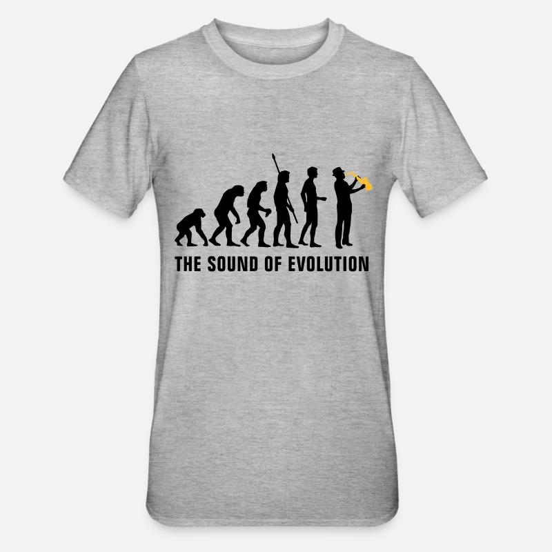 evolution_saxophon_b_2c - Unisex Polycotton T-Shirt - heather grey