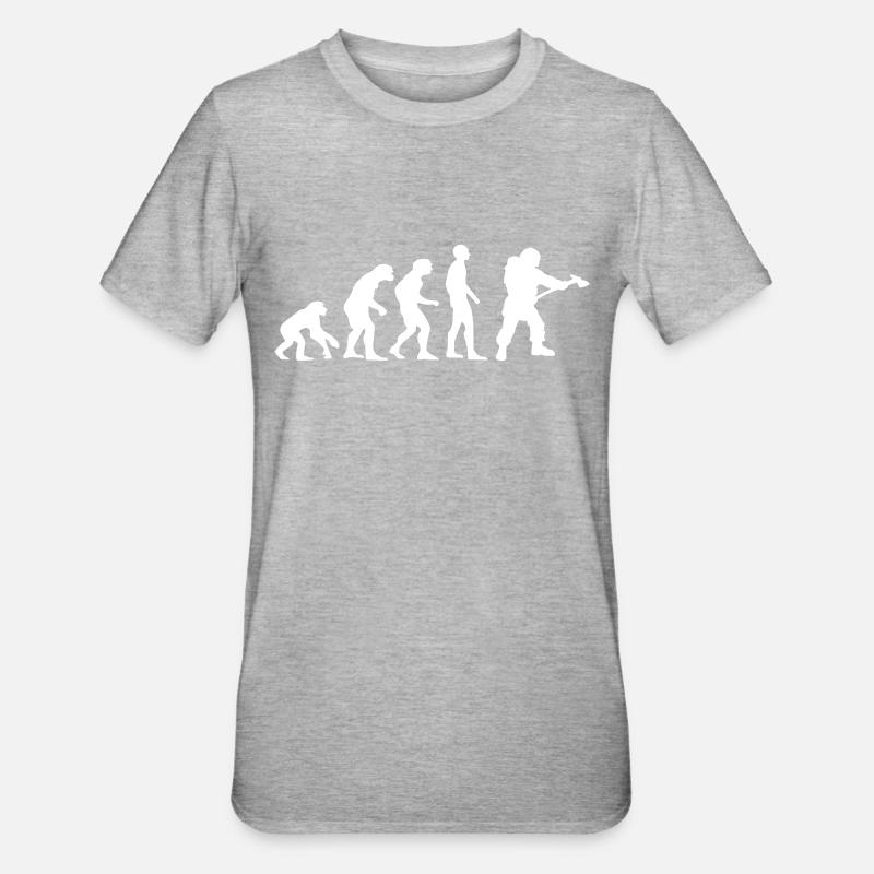 evolution pompier - T-shirt polycoton Unisexe - gris chiné