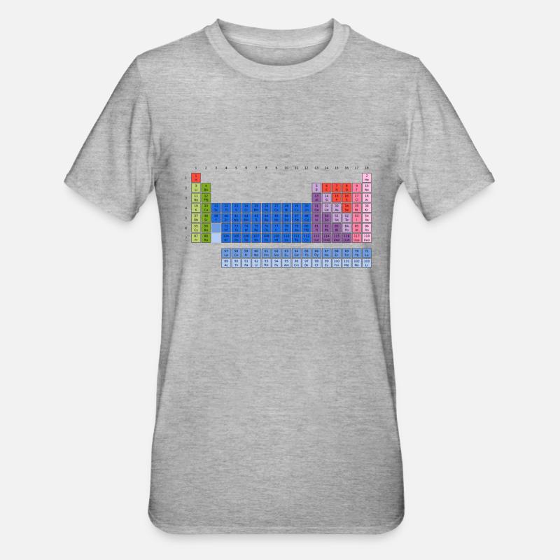 Tableau périodique des éléments (PSE) Tableau - T-shirt polycoton Unisexe - gris chiné
