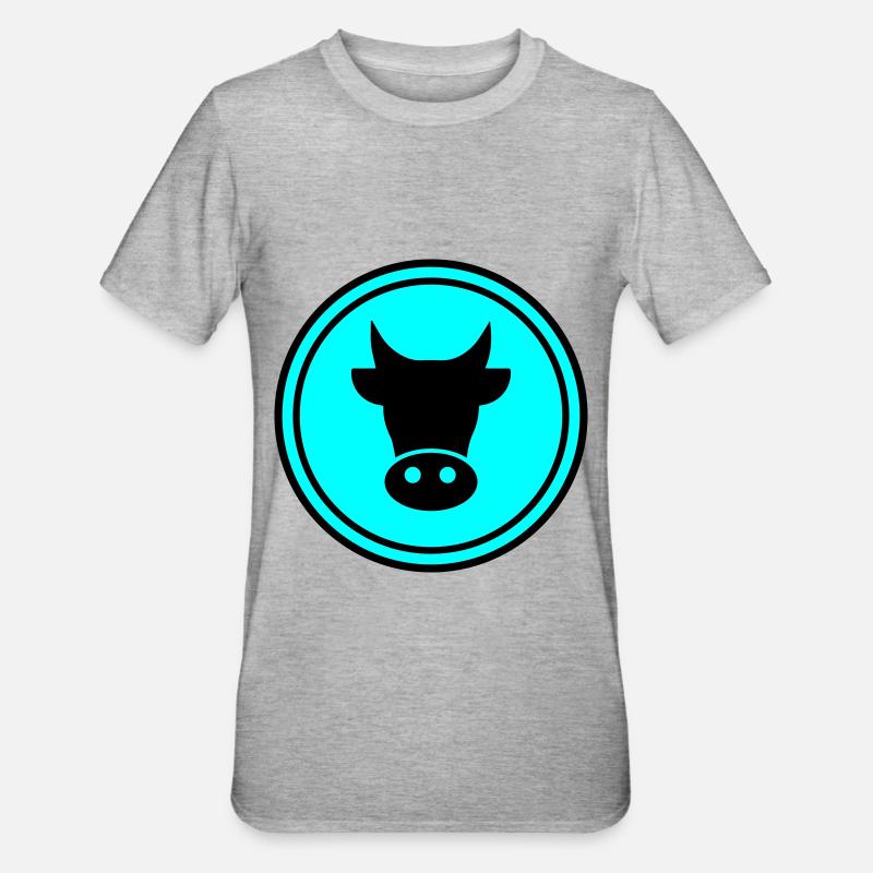 Kuh Kopf - Unisex Polycotton T-Shirt - Grau meliert