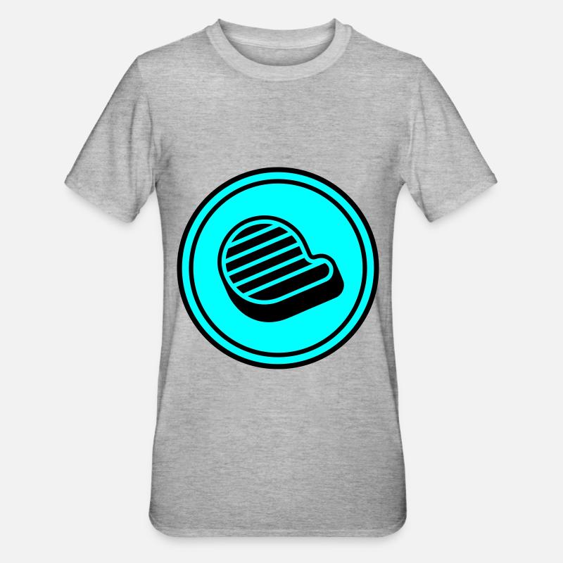 Fleisch steak symbol - Unisex Polycotton T-Shirt - Grau meliert