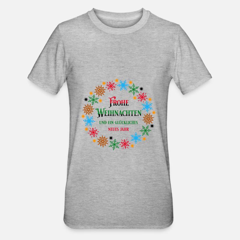 Weihnachtskranz w H - Unisex Polycotton T-Shirt - Grau meliert