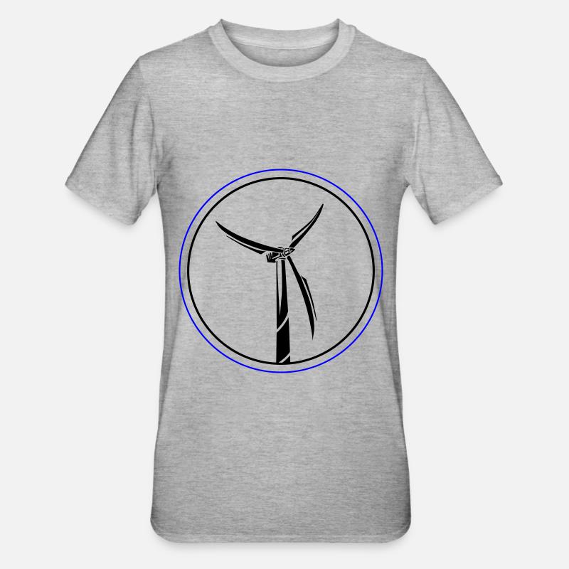 Symbole de l’énergie éolienne Éolienne - T-shirt polycoton Unisexe - gris chiné