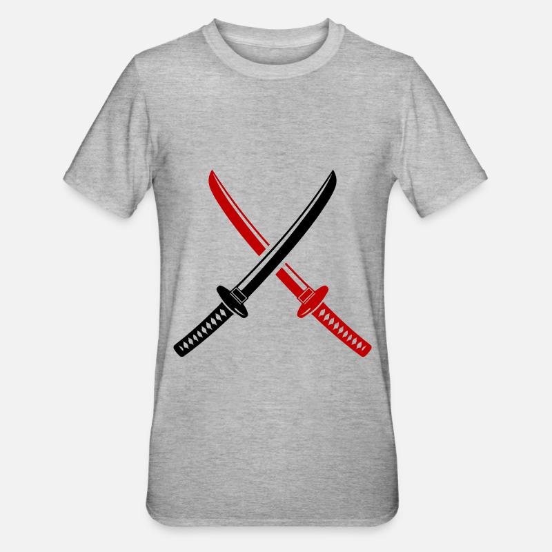 Symbole de l’épée de samouraï - T-shirt polycoton Unisexe - gris chiné