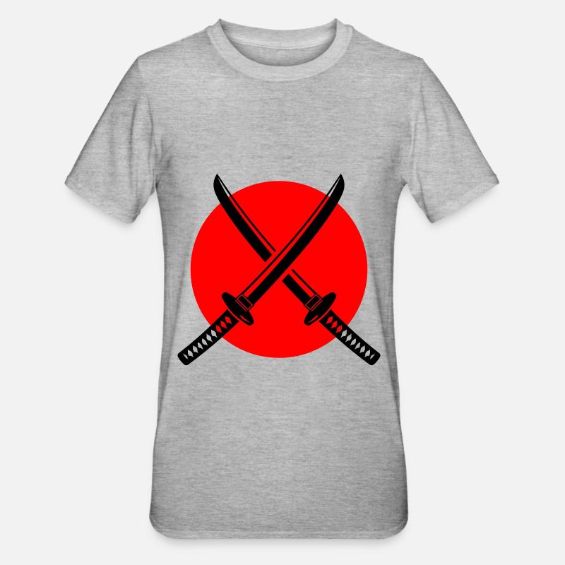 Symbole de l’épée de samouraï - T-shirt polycoton Unisexe - gris chiné