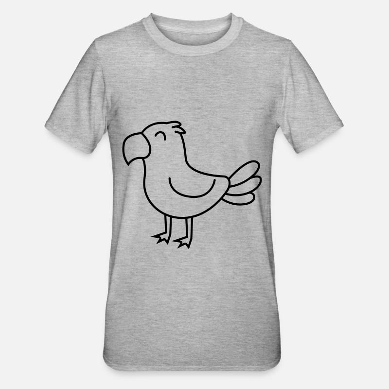 Perroquet Comic Animal - T-shirt polycoton Unisexe - gris chiné
