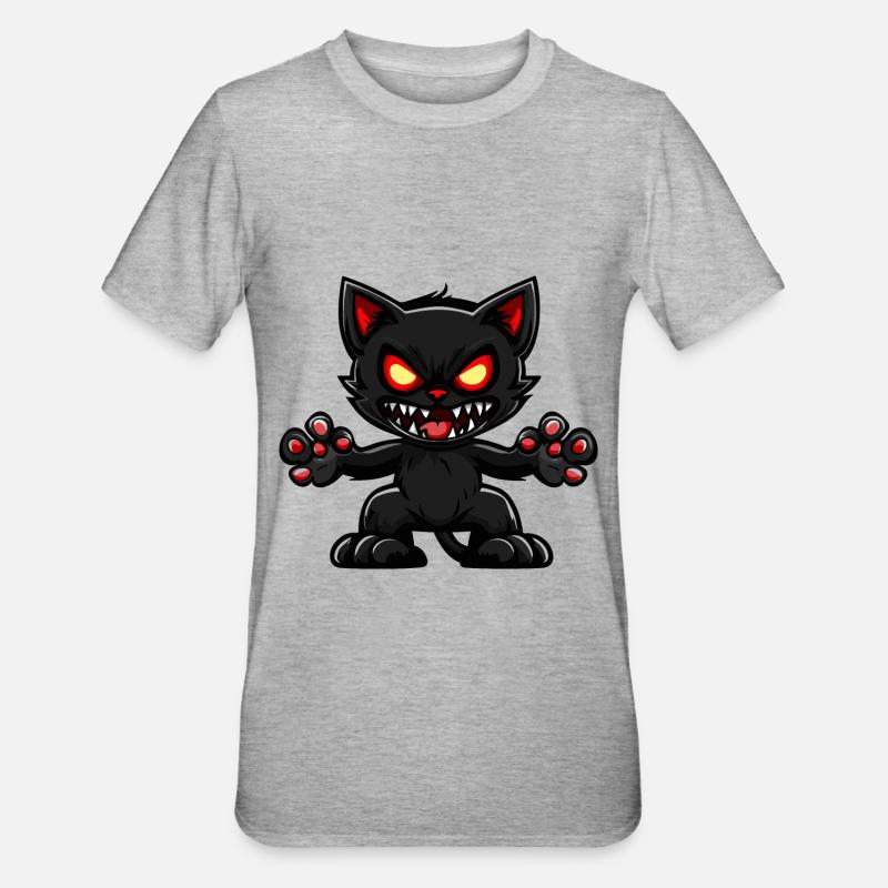 Halloween Chat Chat - T-shirt polycoton Unisexe - gris chiné