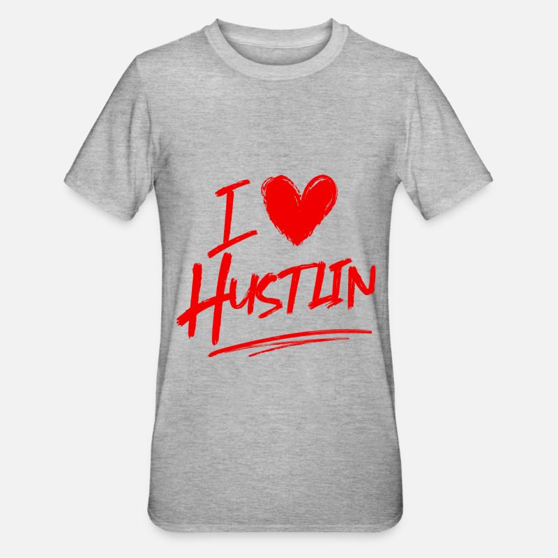 Ich liebe Hustlin - Unisex Polycotton T-Shirt - Grau meliert