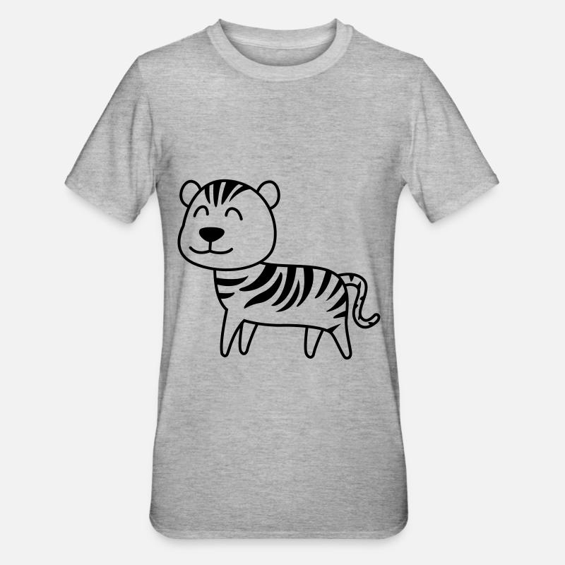 Tiger Comic Tier - Unisex Polycotton T-Shirt - Grau meliert