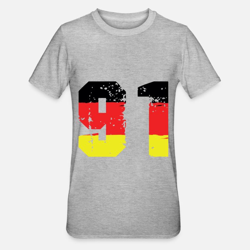 91 nummer Tyskland trøye - Unisex Polycotton T-skjorte - gråmelert