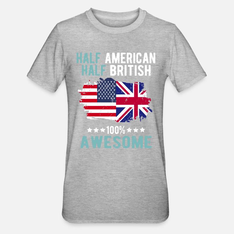 Half American Half British - Unisex Polycotton T-Shirt - heather grey