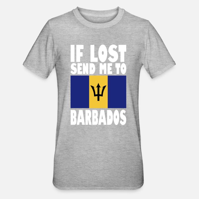 Drapeau de la Barbade - T-shirt polycoton Unisexe - gris chiné