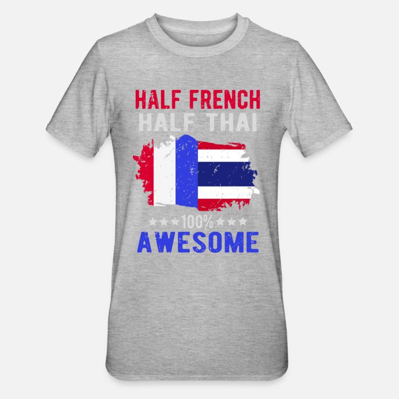 Moitié Français moitié thaï - T-shirt polycoton Unisexe - gris chiné