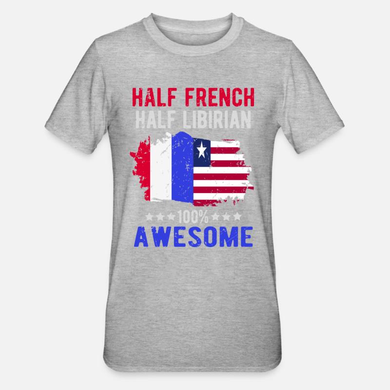 Moitié Français moitié libyen - T-shirt polycoton Unisexe - gris chiné