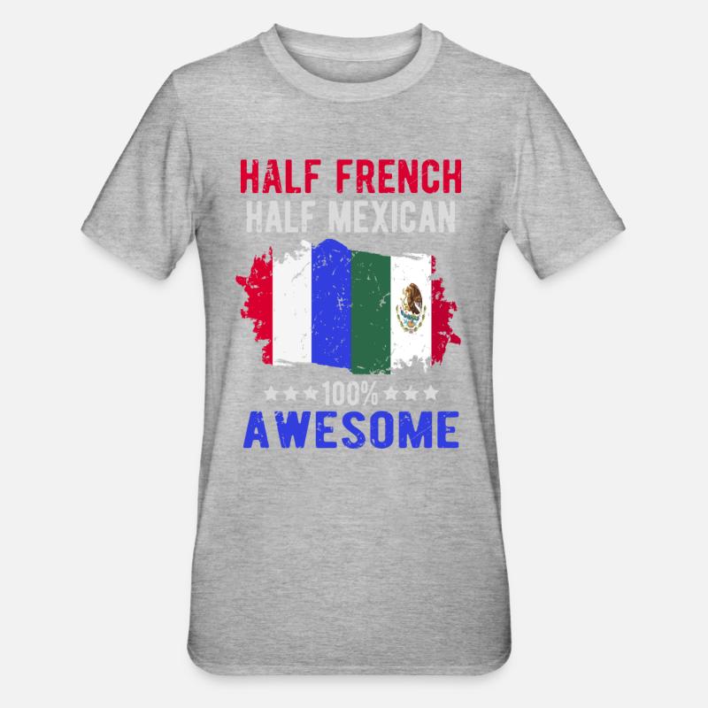 Moitié Français moitié mexicain - T-shirt polycoton Unisexe - gris chiné