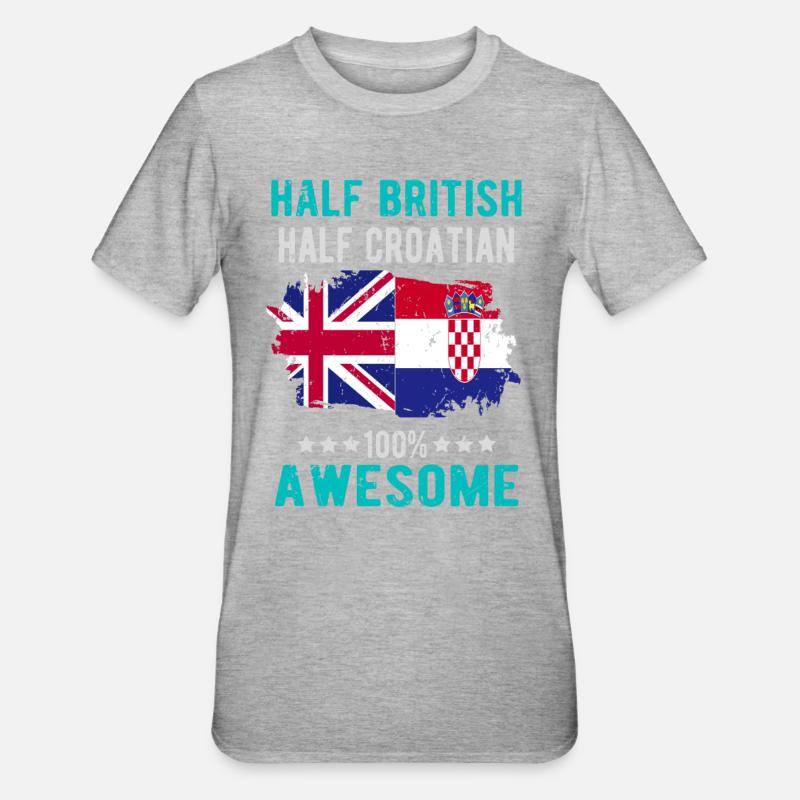 Moitié britannique moitié croate - T-shirt polycoton Unisexe - gris chiné