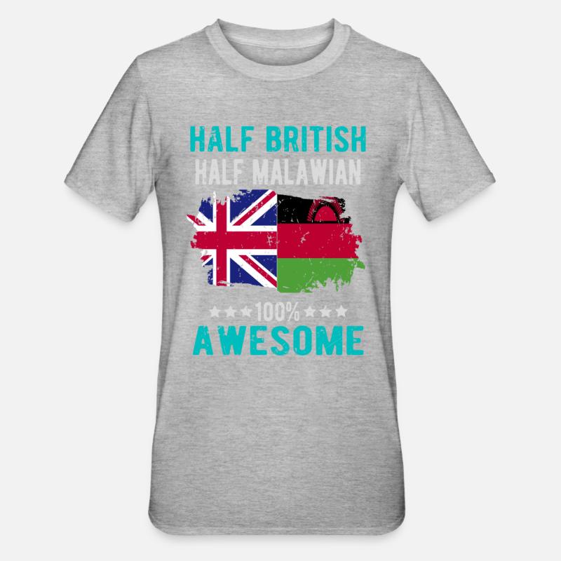 Halb Brite Halb Malawi - Unisex Polycotton T-Shirt - Grau meliert