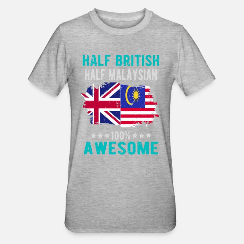Halb Brite Halb Malaysier - Unisex Polycotton T-Shirt - Grau meliert