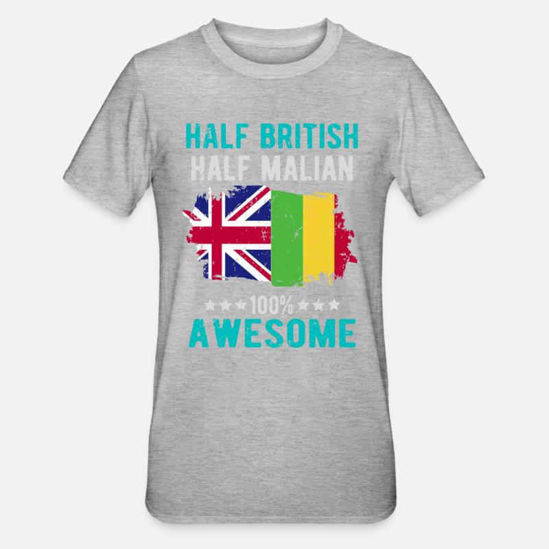 Halb Brite Halb Malier - Unisex Polycotton T-Shirt - Grau meliert