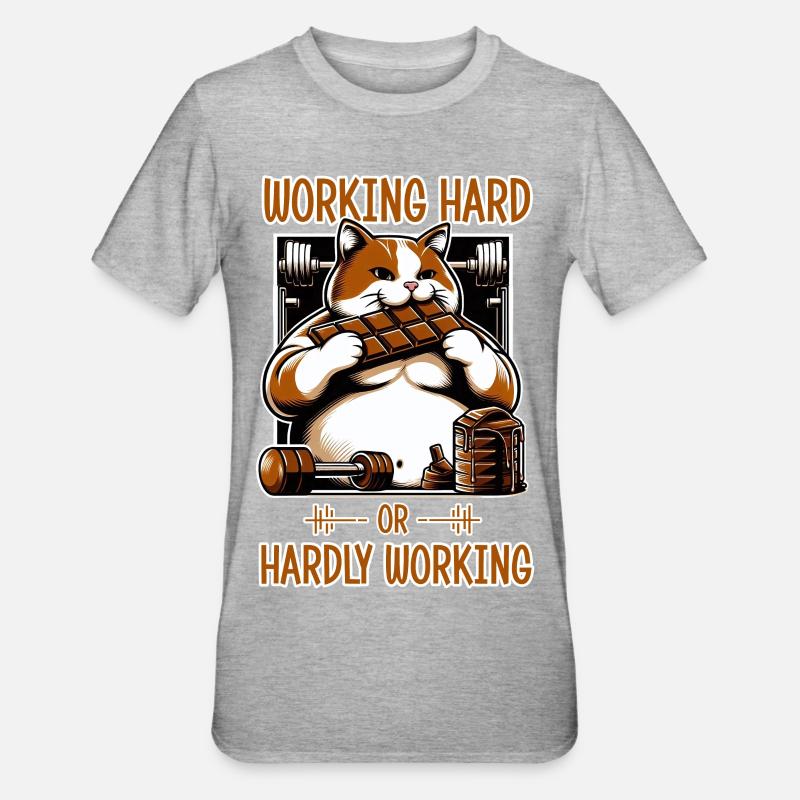 Hart arbeiten oder kaum arbeiten? - Unisex Polycotton T-Shirt - Grau meliert