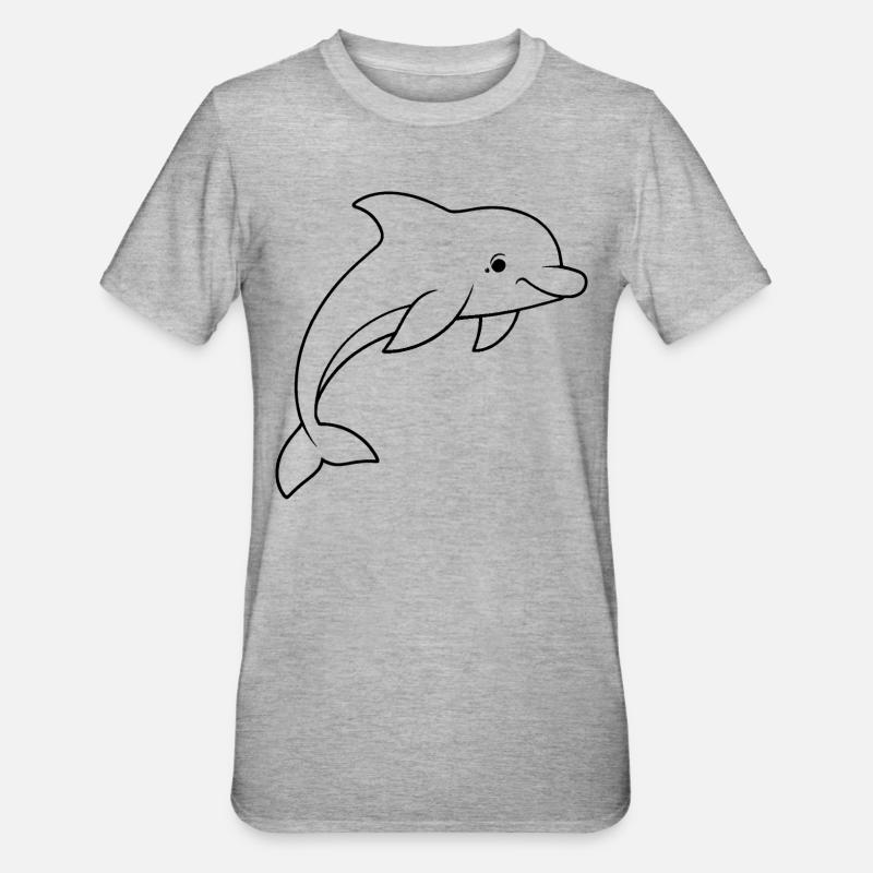 Minimalistic Dolphin - Unisex Polycotton T-Shirt - heather grey