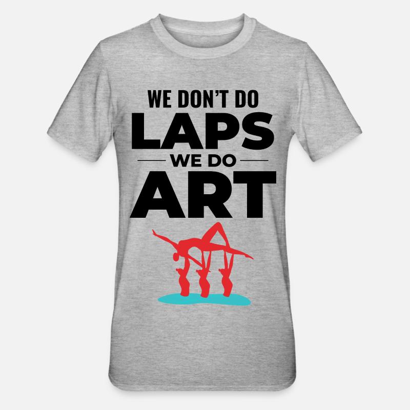 Dynamische akrobatische Silhouette Synchronschwimmen - Unisex Polycotton T-Shirt - Grau meliert