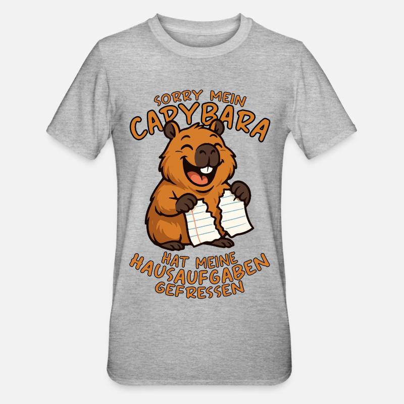 Désolé, mon capybara a mes devoirs... - T-shirt polycoton Unisexe - gris chiné