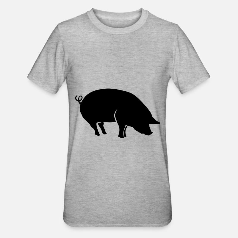 Schwein Tier - Unisex Polycotton T-Shirt - Grau meliert