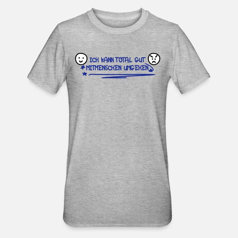 Mitmenschen/mit Menschen - doppeldeutig - Unisex Polycotton T-Shirt - Grau meliert