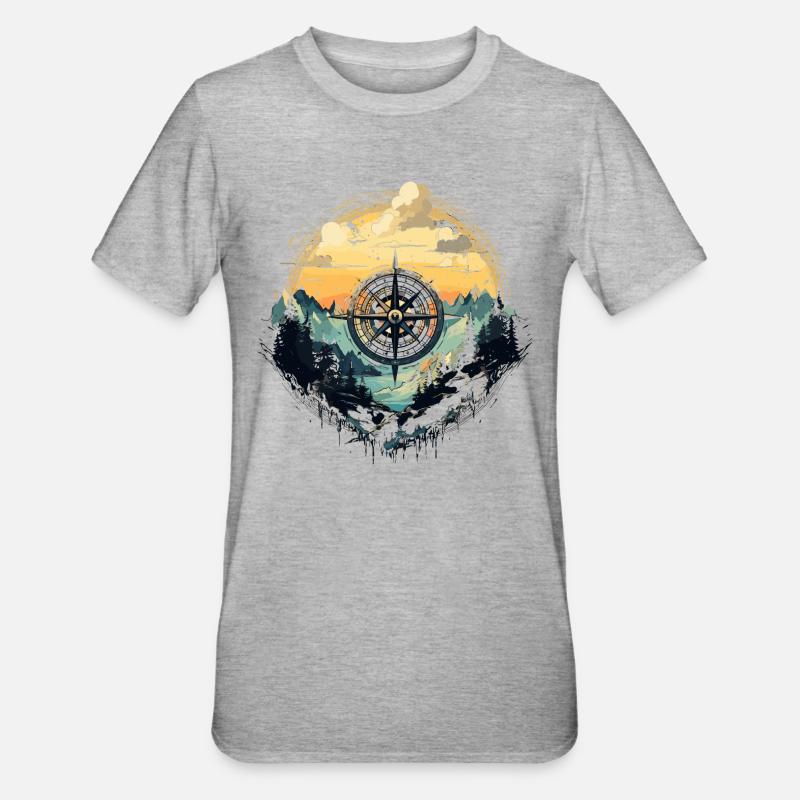 Paysage de Compass Mountain - T-shirt polycoton Unisexe - gris chiné