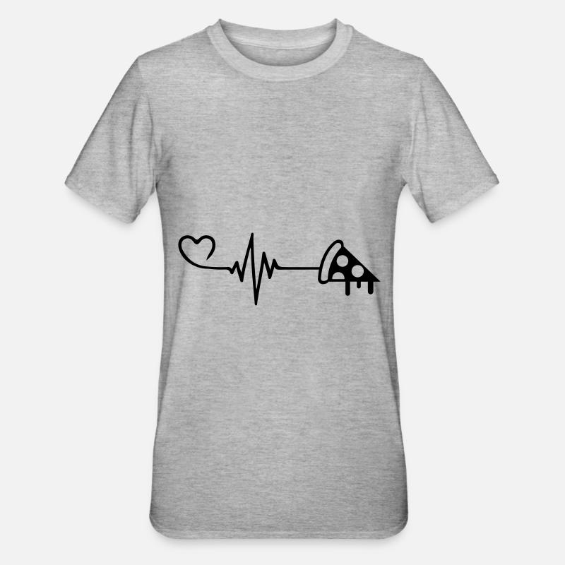 Pizza Pulse Heart Love - T-shirt polycoton Unisexe - gris chiné