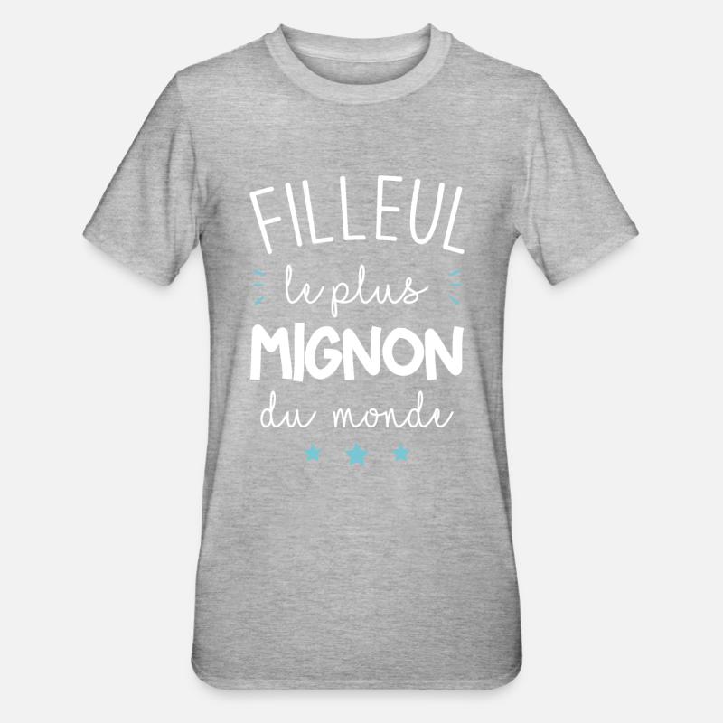Filleul le plus mignon du monde - T-shirt polycoton Unisexe - gris chiné