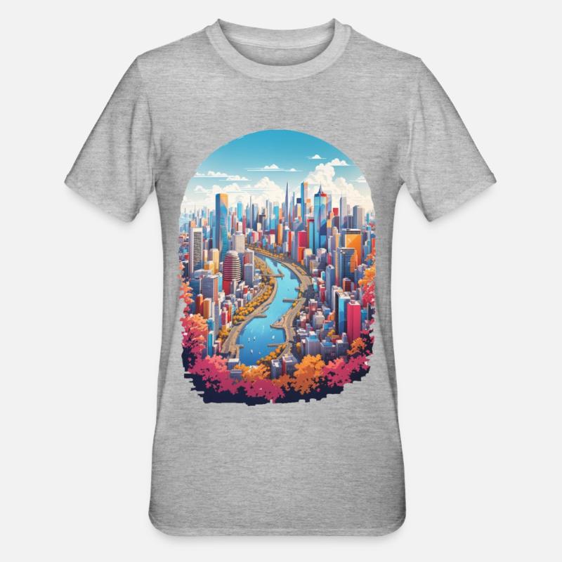 Paysage urbain - T-shirt polycoton Unisexe - gris chiné