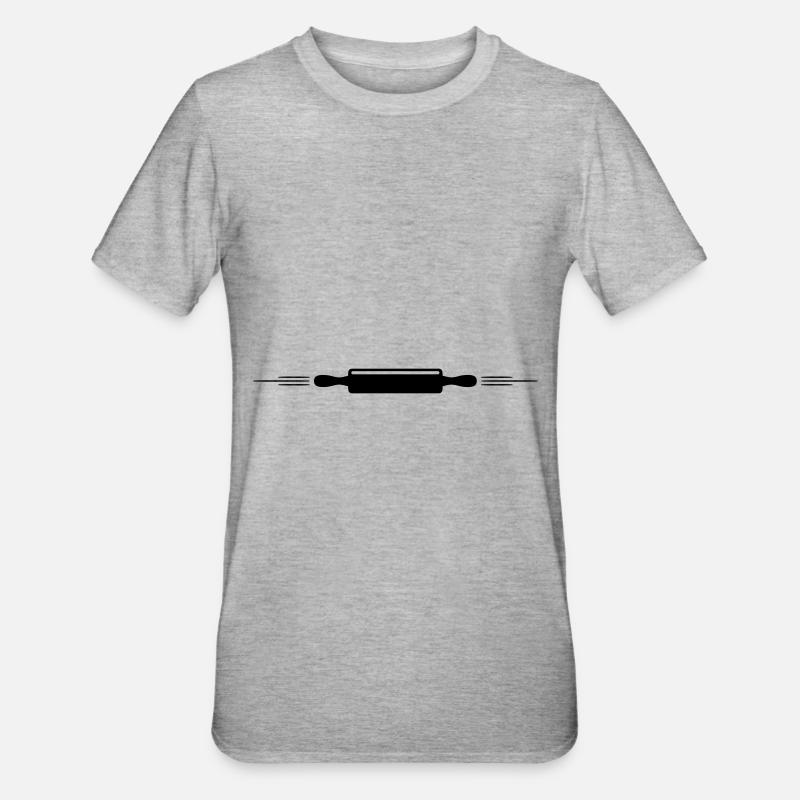 Kitchen roll rolling pin line - Unisex Polycotton T-Shirt - heather grey