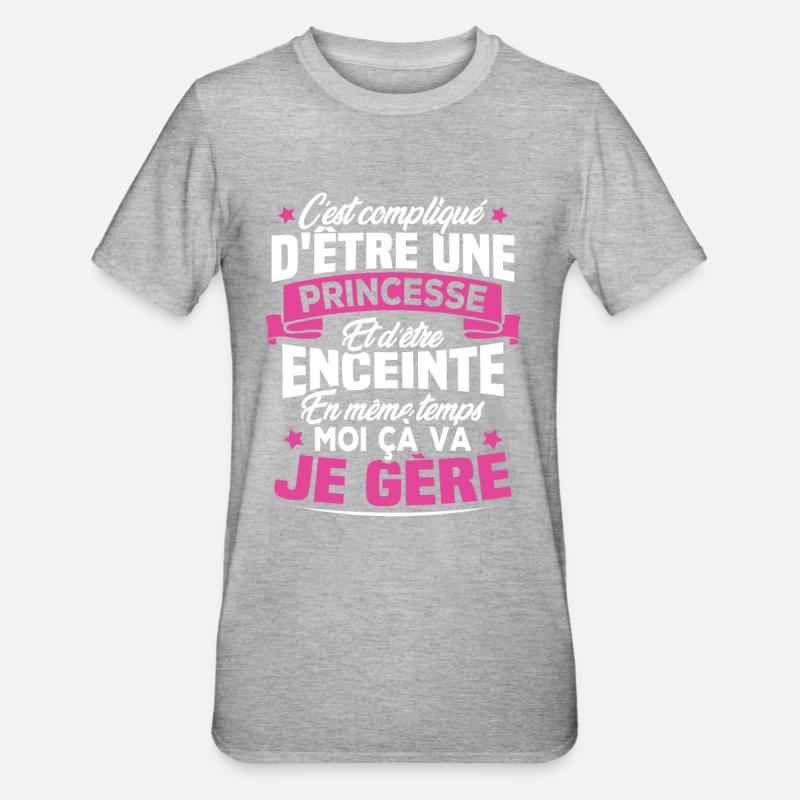 Une Princesse et Enceinte - T-shirt polycoton Unisexe - gris chiné