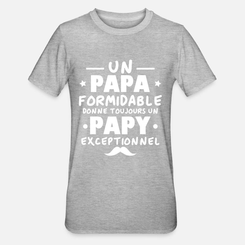 Papa Formidable, Papy Exceptionnel - T-shirt polycoton Unisexe - gris chiné