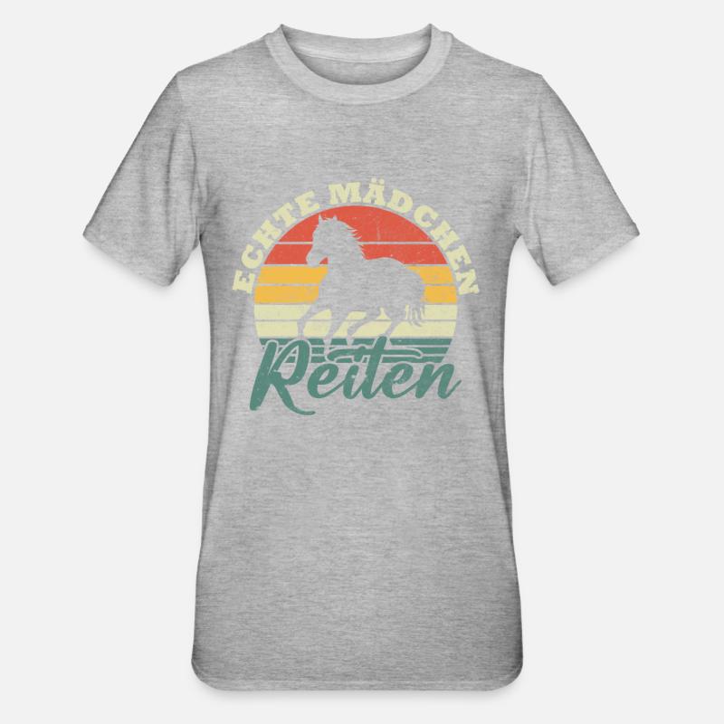 Echte mädchen reiten - Unisex Polycotton T-Shirt - Grau meliert