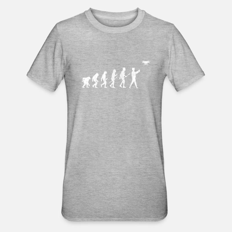 Drohne Evolution - Unisex Polycotton T-Shirt - Grau meliert