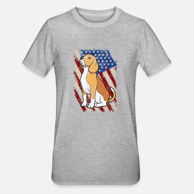 Beagle États-Unis - T-shirt polycoton Unisexe - gris chiné
