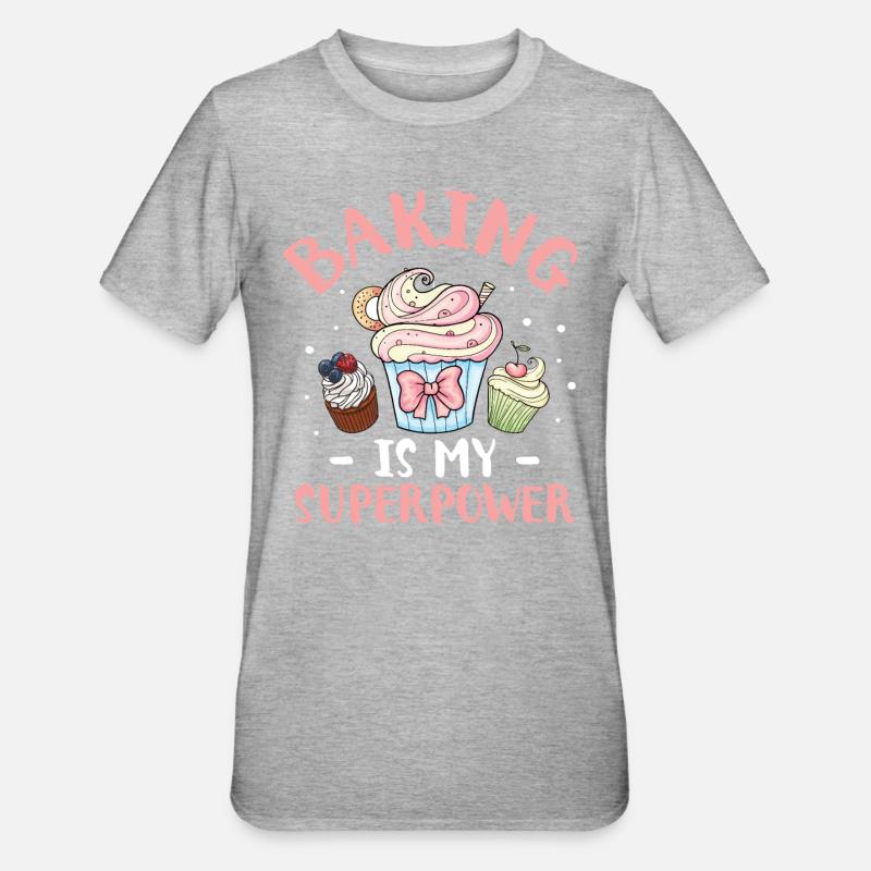 Cupcake Muffin Backen Geschenk - Unisex Polycotton T-Shirt - Grau meliert
